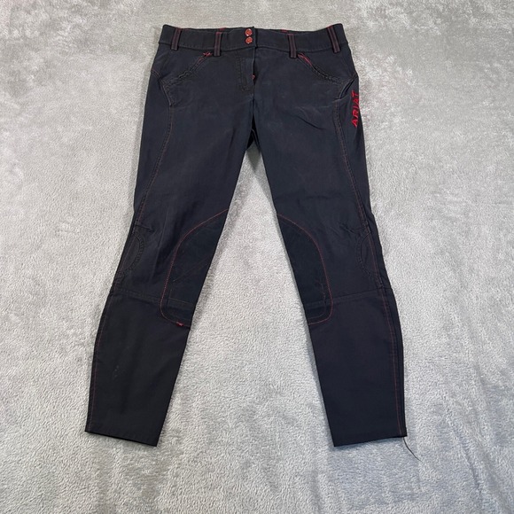 Ariat Riding Pants Womens Sz 30L 24" Inseam Black Equestrian Breeches Jodhpur - Picture 1 of 9